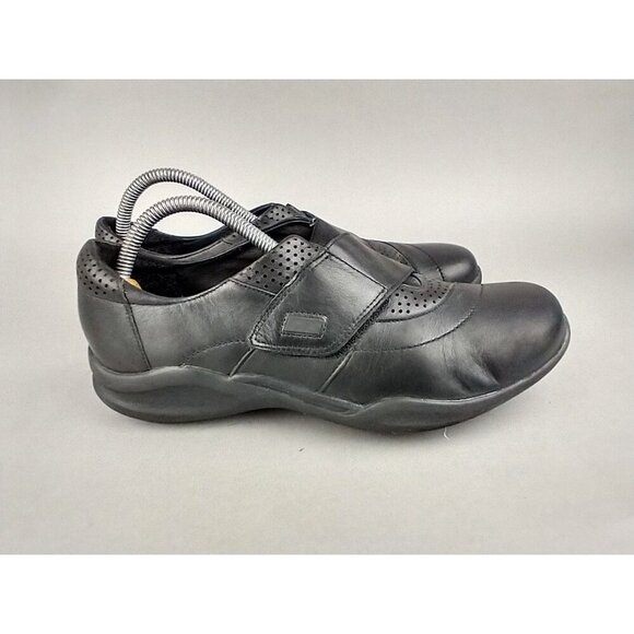 Clarks Wave Walk Shoes Womens Size 9 Black Leather Adjustable Strap Comfort - Picture 1 of 12